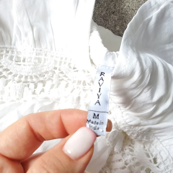 Raviya White Sleeveless Flutter-Hem Cover-up Beach Dress Size M - Picture 8 of 9